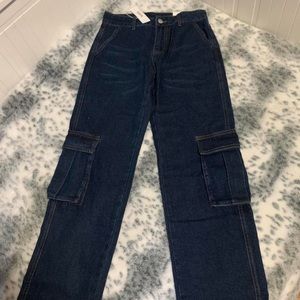 SHEIN BLUES FLAP POCKET CARGO JEANS